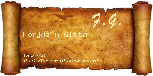 Forján Gitta névjegykártya